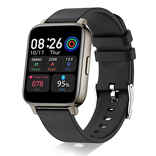Smartwatch sportivo, orologio sportivo da polso con cinturino attività con monitoraggio della frequenza cardiaca Monitoraggio delle calorie Contapassi IP68 Orologio nero impermeabile per Android iOS