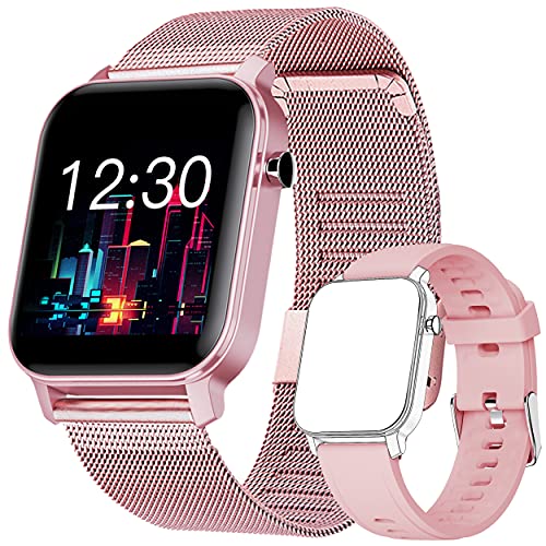 MYSHUN Smart Watch, misuratore di pressione sanguigna, frequenza cardiaca, con bracciale attività ossigeno nel sangue impermeabile IP68 per uomo donna per Android iOS (rosa)